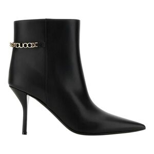 Gucci Signoria Leather Ankle Boots with Gold Logo Detail